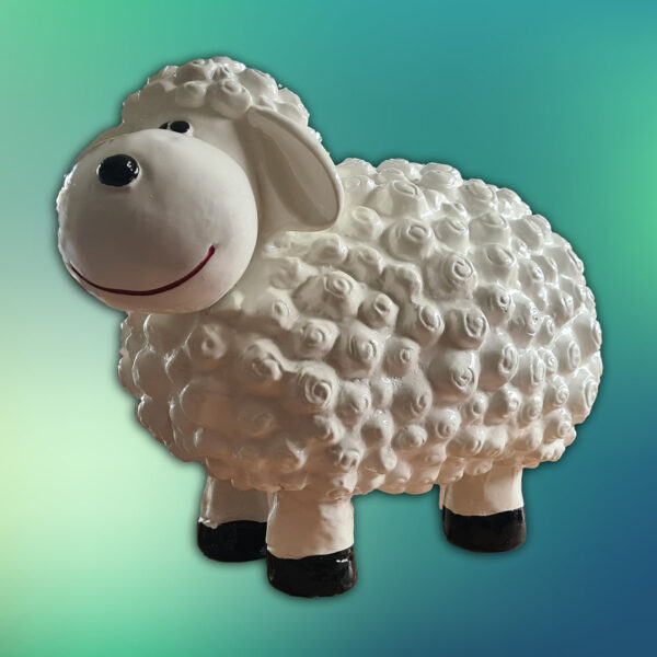 Tuinbeeld van Lammy het schaapje, ca. 30 cm hoog in wit - een super schattig schaapje met een vrolijke uitstraling, ideaal voor je gazon of balkon.