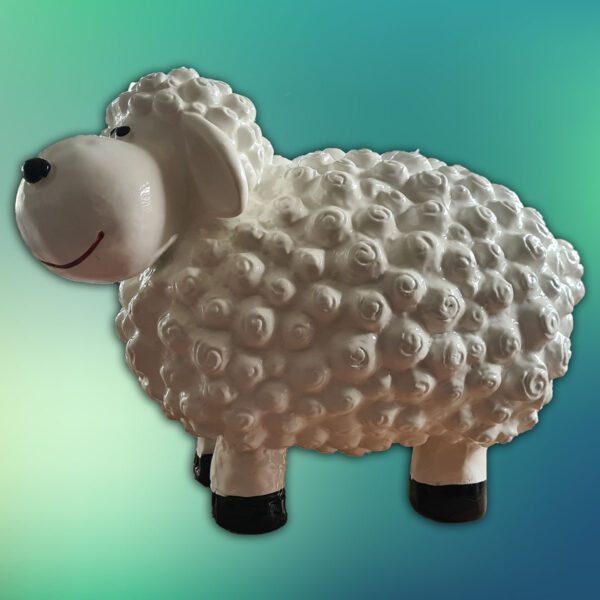 Tuinbeeld van Lammy het schaapje, ca. 30 cm hoog in wit - een super schattig schaapje met een vrolijke uitstraling, ideaal voor je gazon of balkon.